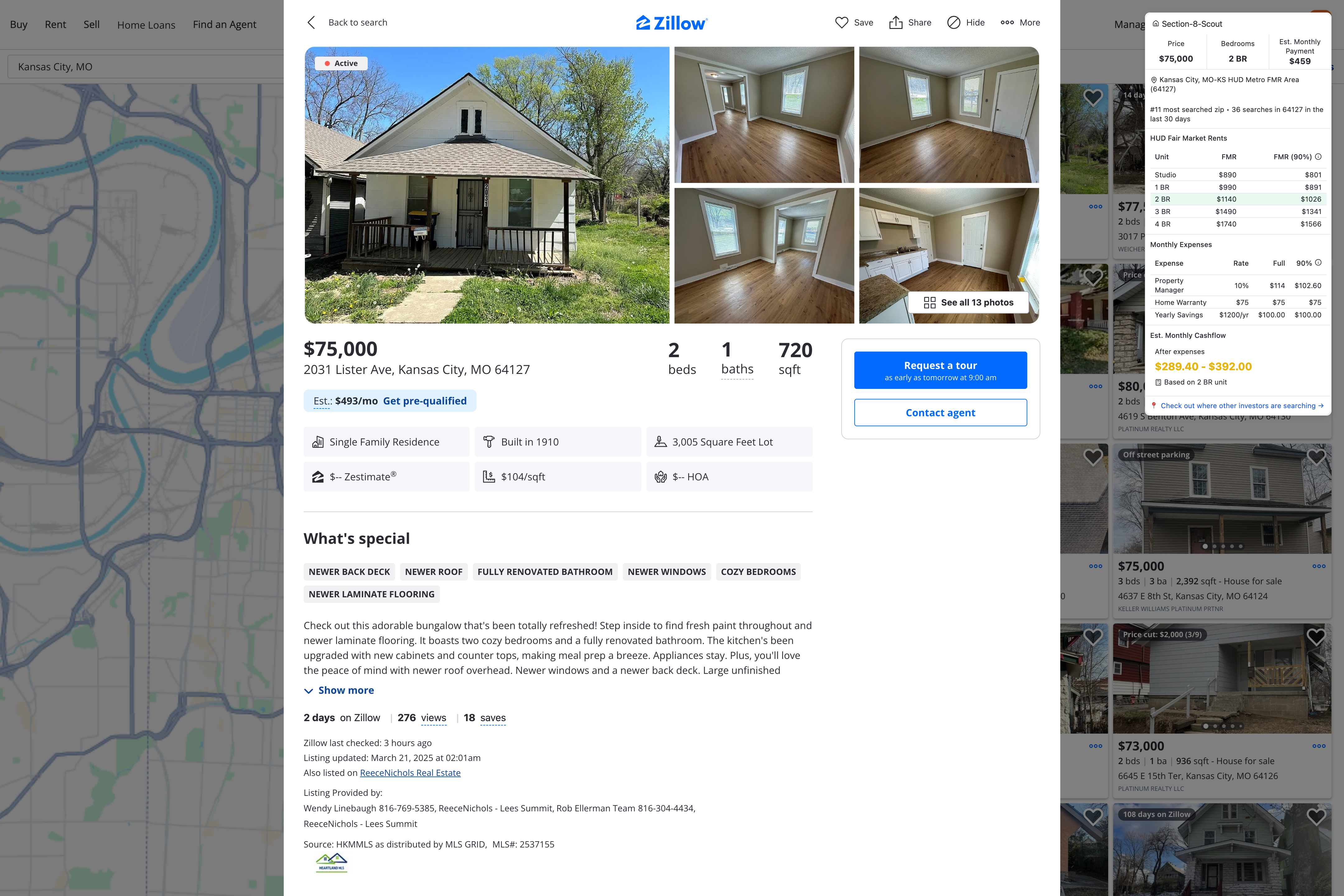 Section 8 Scout showing FMR data on Zillow